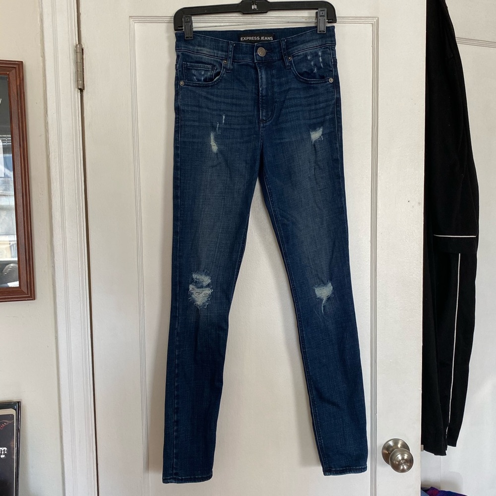 Express Distressed High Rise Legging Skinny Jeans